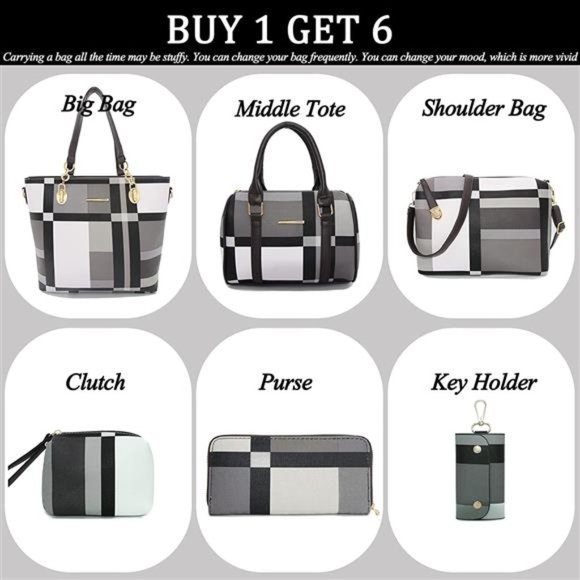 6 Pieces Designer Purses and Handbags for Women Satchel Shoulder Bag Tote - Picture 4 of 6